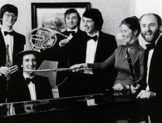 Nash Ensemble (some of) 1980s. Left to Right: Gareth Hulse (oboe), Ian Brown (piano), Brian Wightman (bassoon), John Pigneguy (horn), Judith Pearce (flute, Antony Pay (clarinet).
