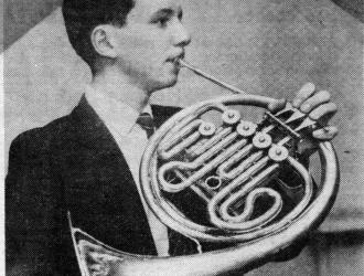 Schoolboy horn player 1962 from an article in the Brighton and Hove Herald featuring local young musicians.